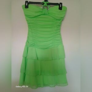 🌟FINAL PRICE🌟 Deb Women's Neon Green Strapless Mini Dress: S